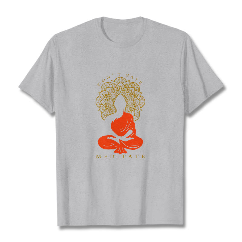 Camiseta de algodón con estampado de mandala de Buda meditativo y Buddha Stones de Buda - Gris claro - 2XL - image 20