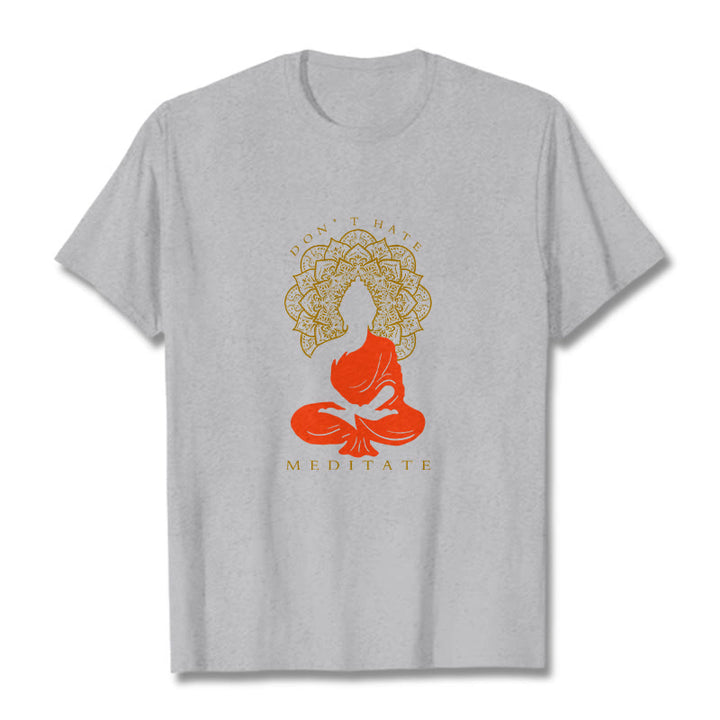 Camiseta de algodón con estampado de mandala de Buda meditativo y Buddha Stones de Buda - Gris claro - 2XL - image 20