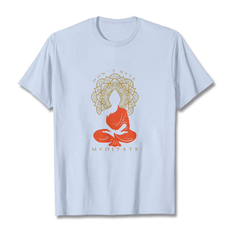 Camiseta de algodón con estampado de mandala de Buda meditativo y Buddha Stones de Buda - Cian claro - 2XL - image 19