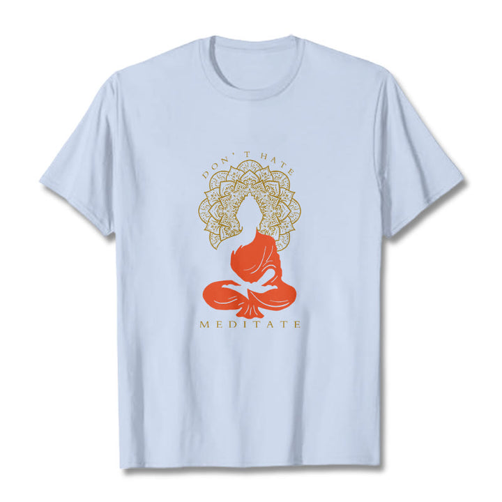 Camiseta de algodón con estampado de mandala de Buda meditativo y Buddha Stones de Buda - Cian claro - 2XL - image 19