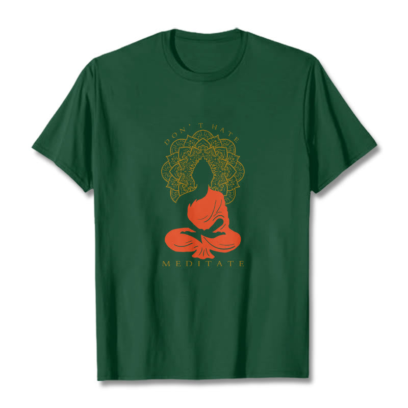 Camiseta de algodón con estampado de mandala de Buda meditativo y Buddha Stones de Buda - Verde bosque - 2XL - image 11
