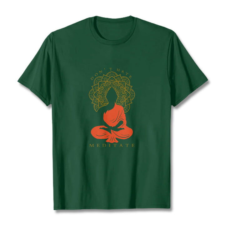 Camiseta de algodón con estampado de mandala de Buda meditativo y Buddha Stones de Buda - Verde bosque - 2XL - image 11