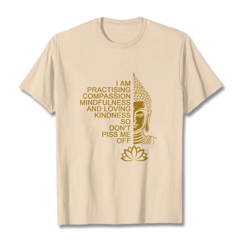 Camiseta informal de algodón con estampado de flor de loto y Buda con Buddha Stones de Buda y lado dorado - Sopa de mariscos - 2XL - image 9