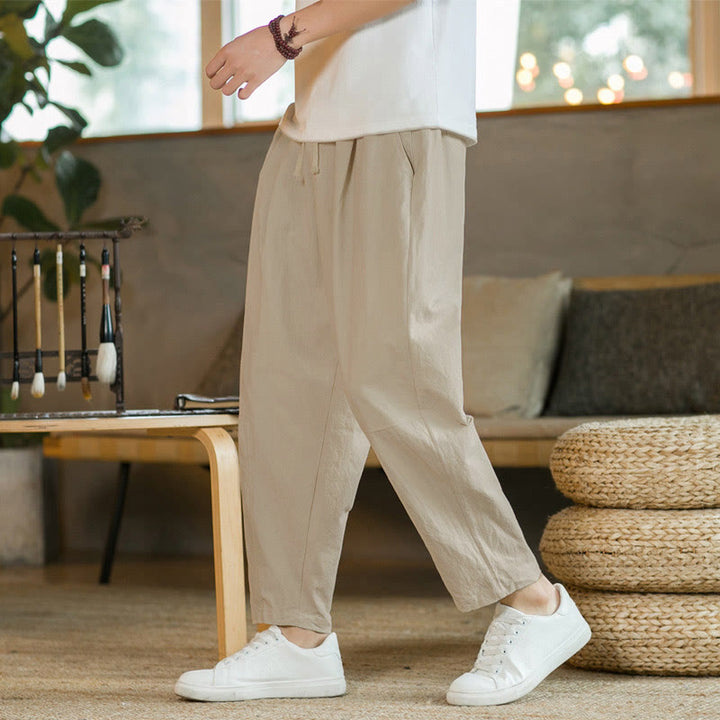 Pantalones de algodón de verano para hombre con bolsillos Buddha Stones - Lino - US/UK/AU46, EU56 (5XL)  - image 0