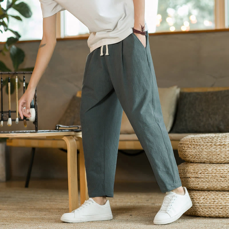 Pantalones de algodón de verano para hombre con bolsillos Buddha Stones - Verde mar oscuro - US/UK/AU46, EU56 (5XL)  - image 4