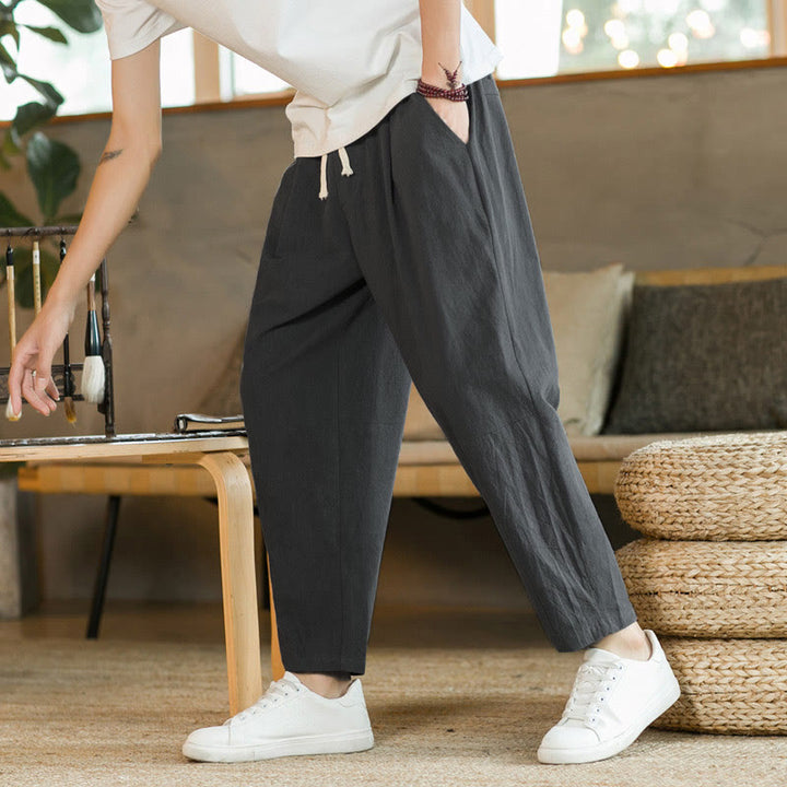 Pantalones de algodón de verano para hombre con bolsillos Buddha Stones - Gris oscuro - US/UK/AU46, EU56 (5XL)  - image 17
