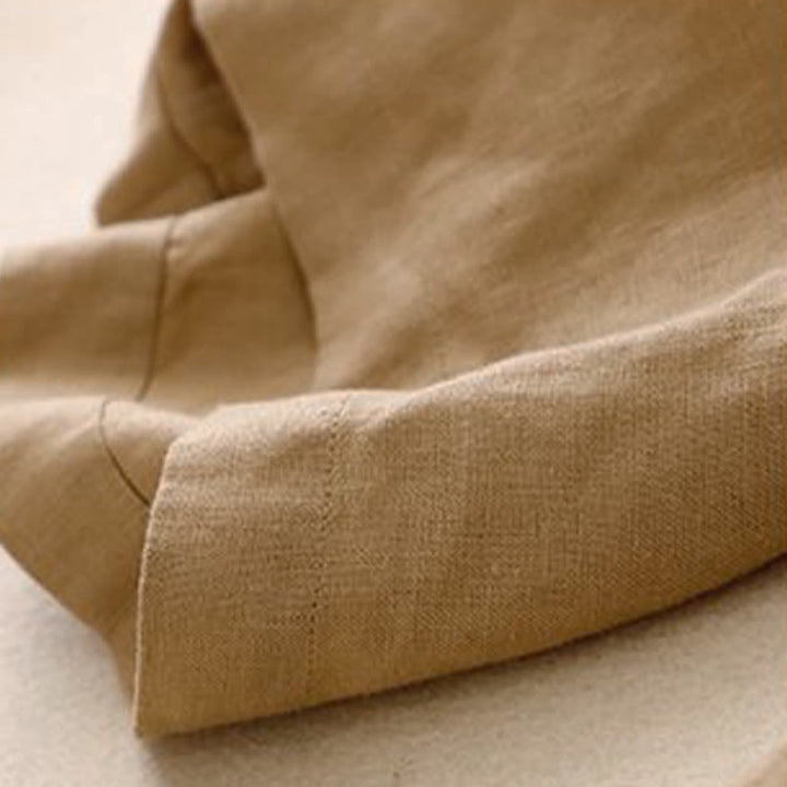 Pantalones anchos de algodón con botones de rana y cintura elástica de color liso para mujer de Buddha Stones Daily con bolsillos - image 6