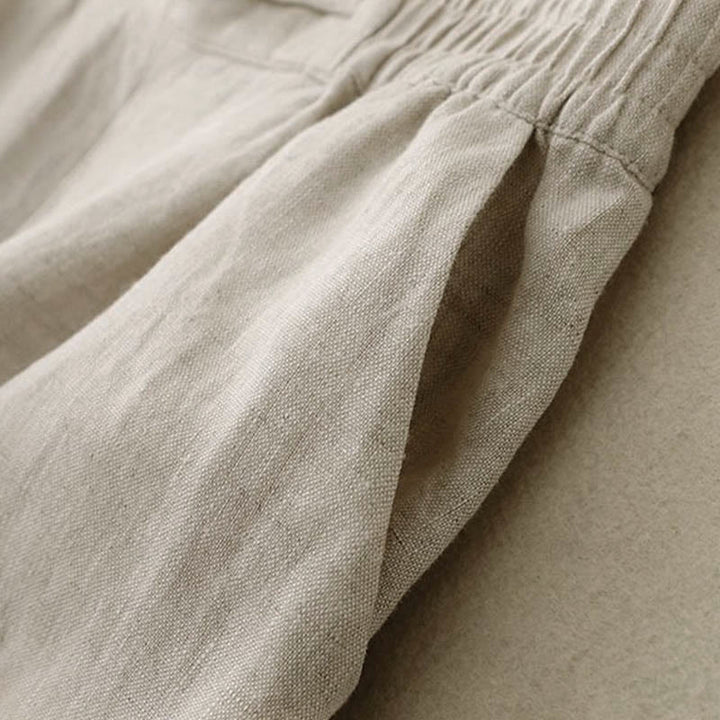 Pantalones anchos de algodón con botones de rana y cintura elástica de color liso para mujer, versátiles y con bolsillos, de Buddha Stones - image 15