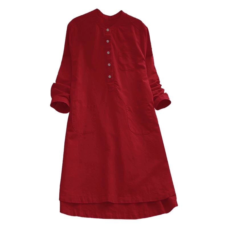 Camisa de mujer de manga larga con botones lisos y bolsillos Buddha Stones - image 19