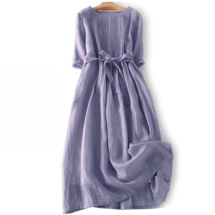 Vestido midi informal y algodón con cuello redondo, mangas cortas y bolsillos, con cordones y estampado Buddha Stones - Cardo - US12, UK/AU16, EU44 (3XL) - image 16