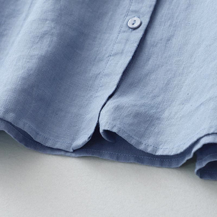 Camisa de manga tres cuartos con botones de color liso con Buddha Stones - image 23