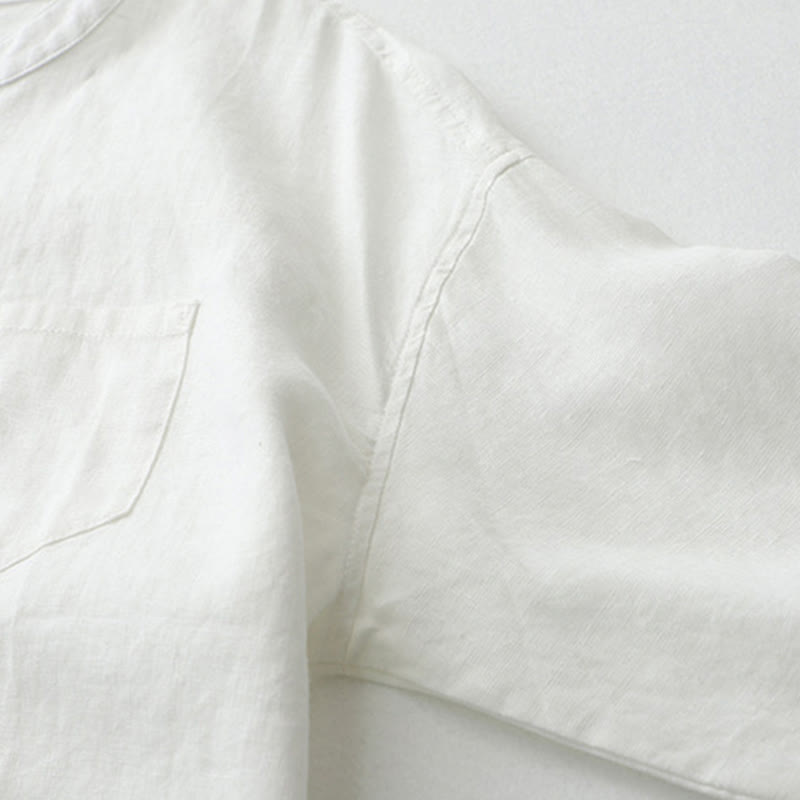 Camisa de manga tres cuartos con botones de color liso con Buddha Stones - image 30