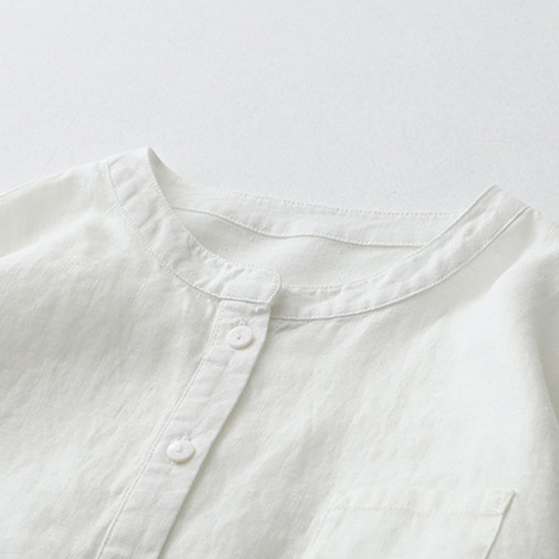 Camisa de manga tres cuartos con botones de color liso con Buddha Stones - image 32