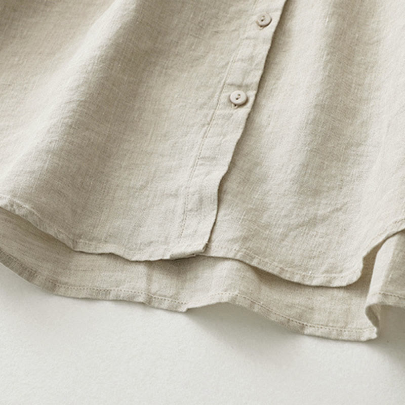 Camisa de manga tres cuartos con botones de color liso con Buddha Stones - image 8