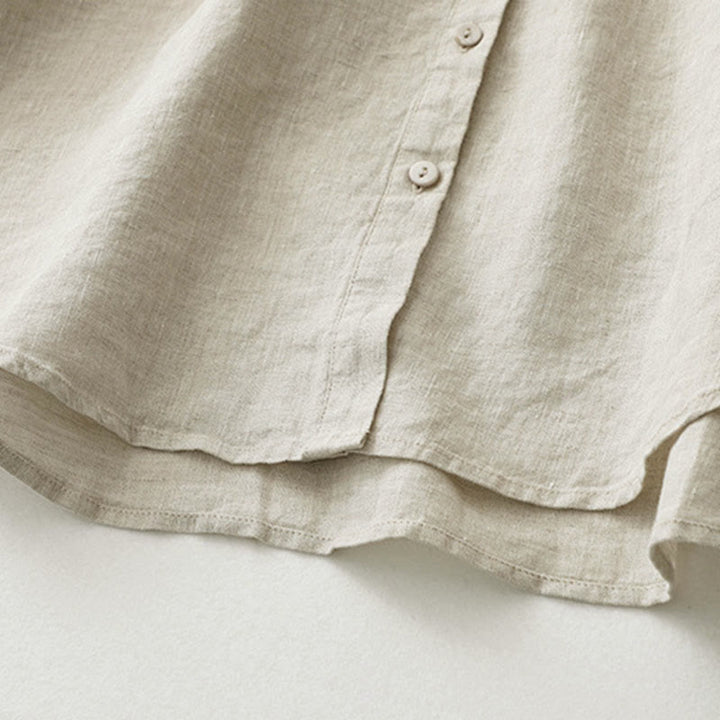 Camisa de manga tres cuartos con botones de color liso con Buddha Stones - image 8