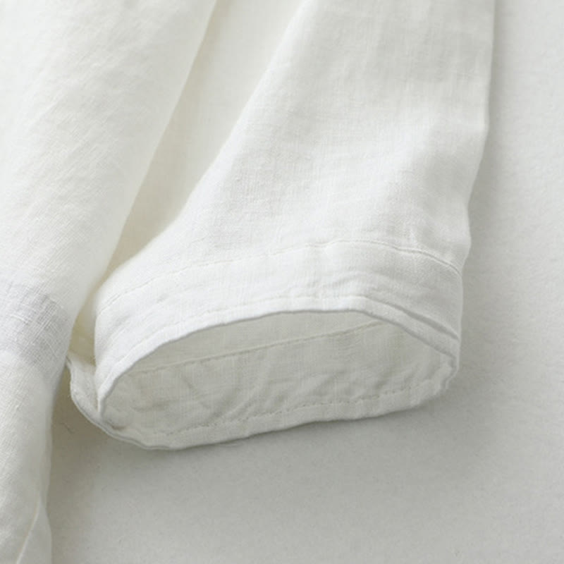 Camisa de manga tres cuartos con botones de color liso con Buddha Stones - image 33