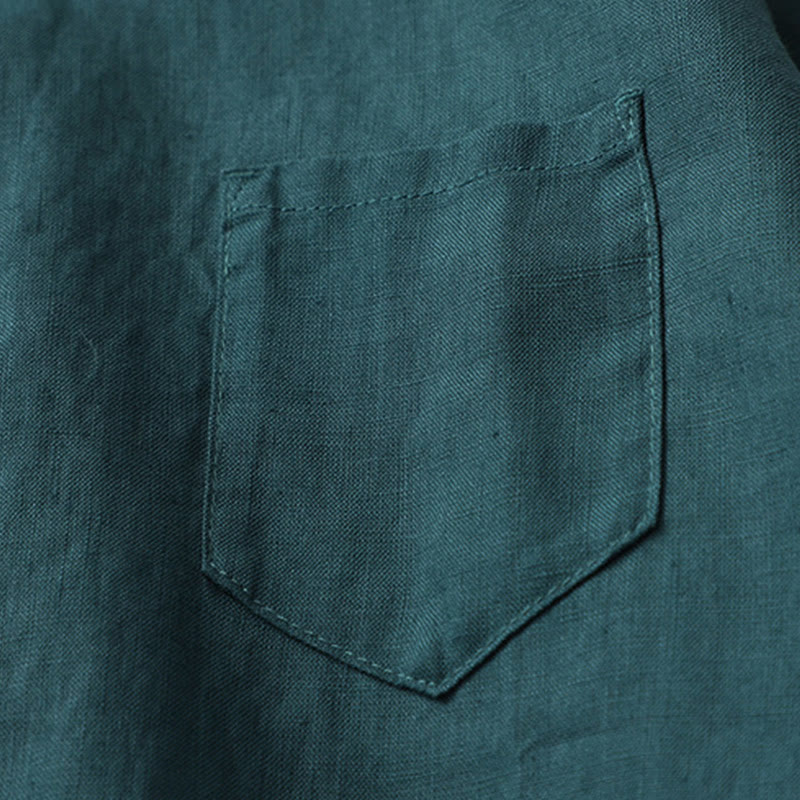 Camisa de manga tres cuartos con botones de color liso con Buddha Stones - image 19