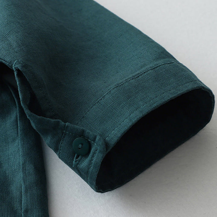 Camisa de manga tres cuartos con botones de color liso con Buddha Stones - image 19