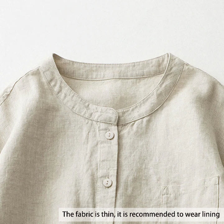 Camisa de manga tres cuartos con botones de color liso con Buddha Stones - image 3