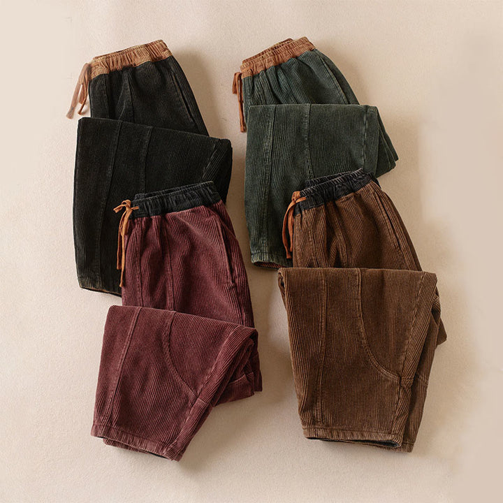 Pantalones Buddha Stones de pana de algodón con contraste de colores y forro polar térmico para mujer con bolsillos - image 23
