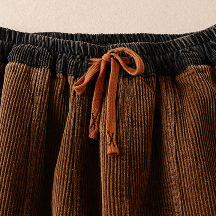 Pantalones Buddha Stones de pana de algodón con contraste de colores y forro polar térmico para mujer con bolsillos - image 19