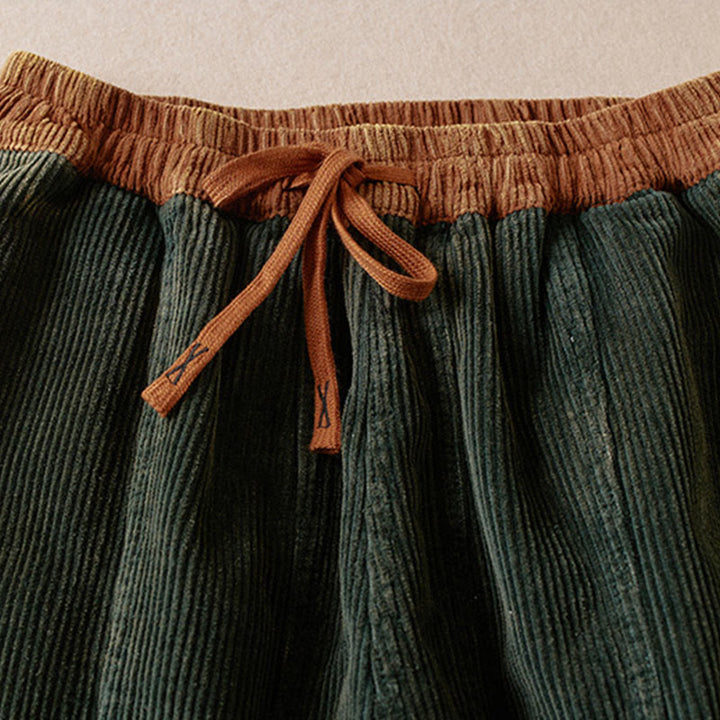 Pantalones Buddha Stones de pana de algodón con contraste de colores y forro polar térmico para mujer con bolsillos - image 17