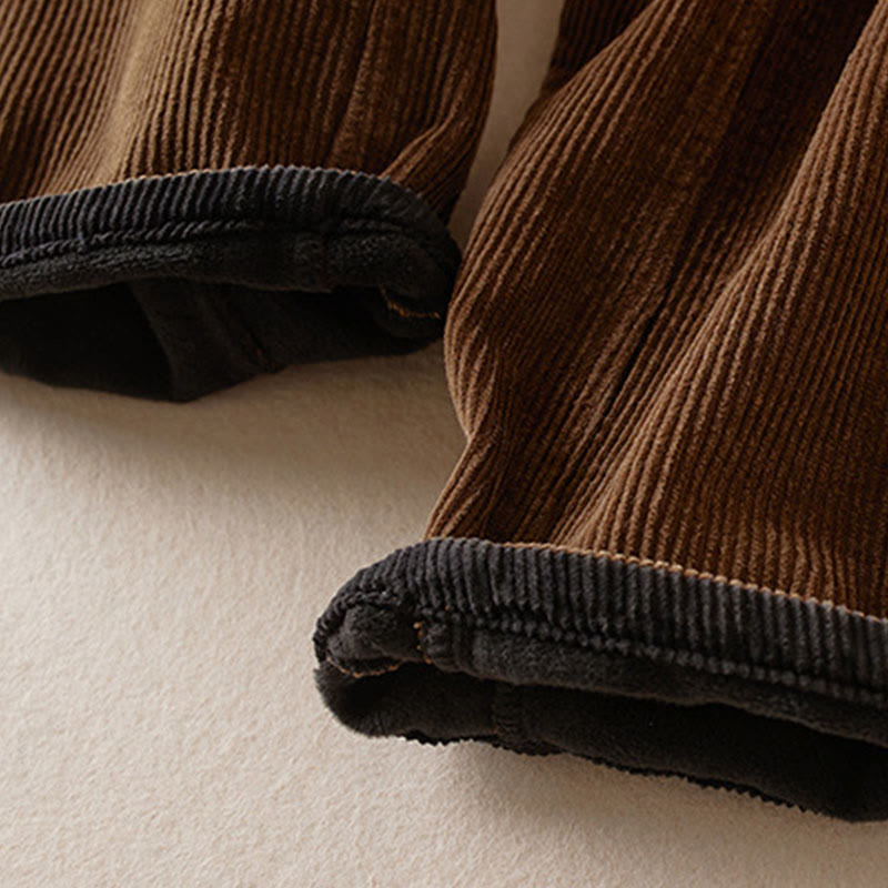 Pantalones Buddha Stones de pana de algodón con contraste de colores y forro polar térmico para mujer con bolsillos - image 27