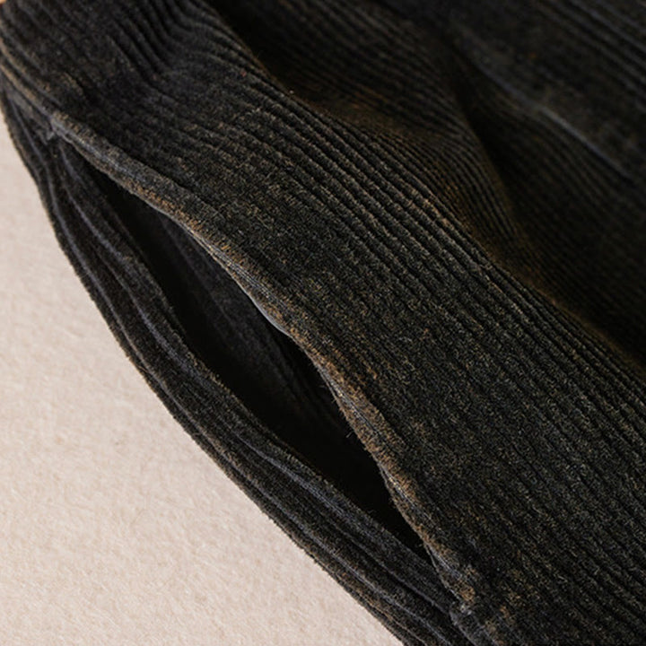 Pantalones Buddha Stones de pana de algodón con contraste de colores y forro polar térmico para mujer con bolsillos - image 4