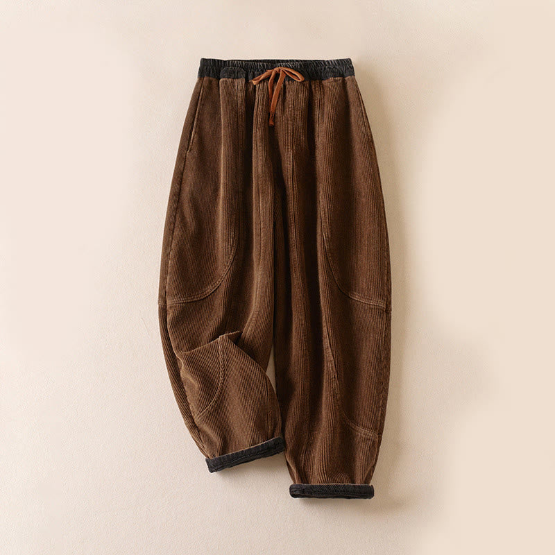 Pantalones Buddha Stones de pana de algodón con contraste de colores y forro polar térmico para mujer con bolsillos - Vara de oro oscura - US16，UK/AU20，EU48 (3XL) - image 17