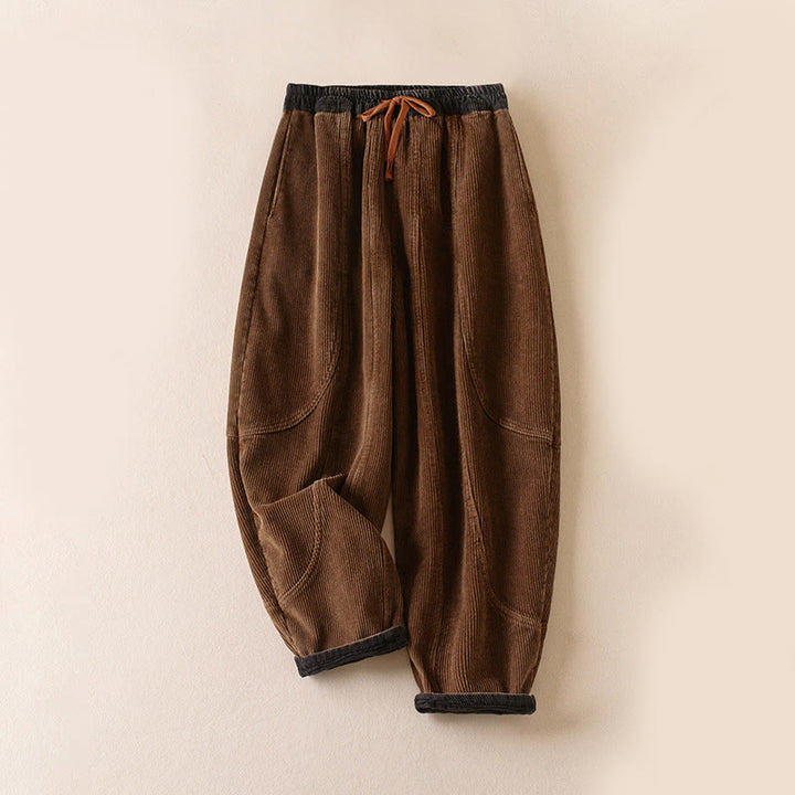 Pantalones Buddha Stones de pana de algodón con contraste de colores y forro polar térmico para mujer con bolsillos - Vara de oro oscura - US16，UK/AU20，EU48 (3XL) - image 17