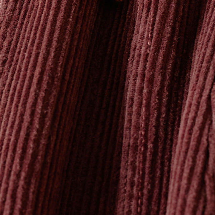 Pantalones Buddha Stones de pana de algodón con contraste de colores y forro polar térmico para mujer con bolsillos - image 11