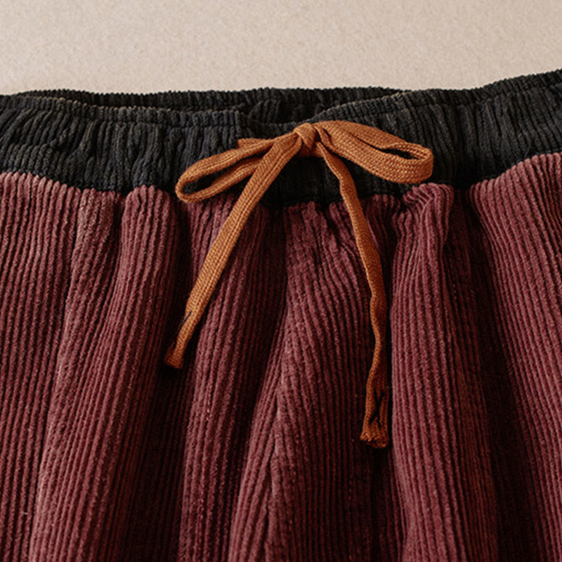 Pantalones Buddha Stones de pana de algodón con contraste de colores y forro polar térmico para mujer con bolsillos - image 7