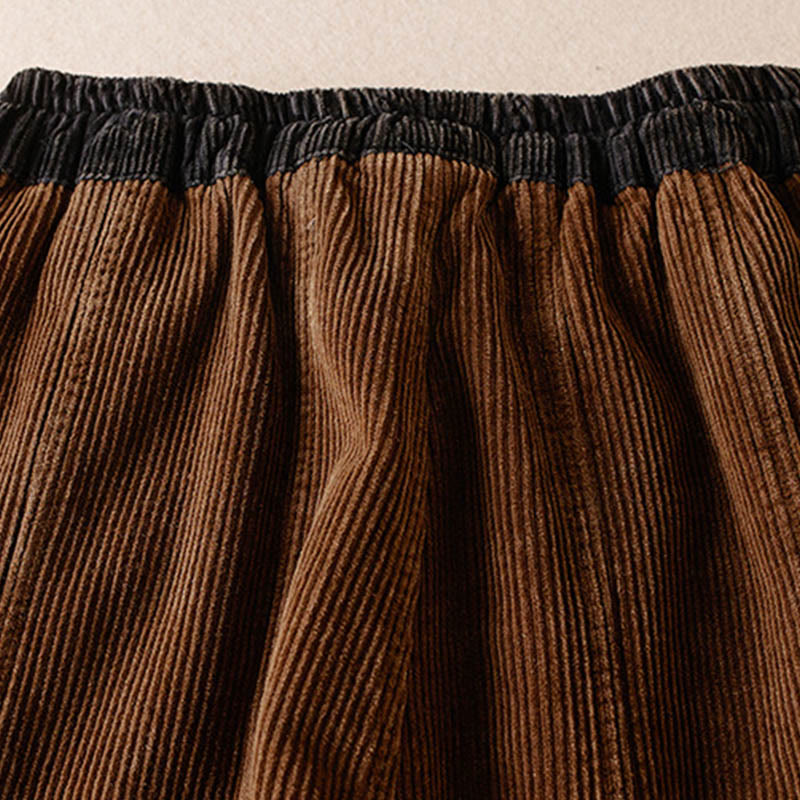 Pantalones Buddha Stones de pana de algodón con contraste de colores y forro polar térmico para mujer con bolsillos - image 20