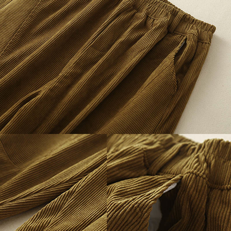 Pantalones harén de pana y poliéster para mujer, estilo vintage, con bolsillos, de Buddha Stones Commute - image 21