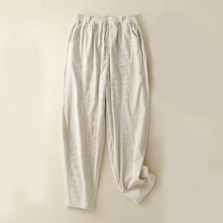Pantalones harén de pana de algodón con bolsillos para mujer, estilo vintage, Buddha Stones Commute - Beige - US8-10，UK/AU12-14，EU40-42 (2XL) - image 11