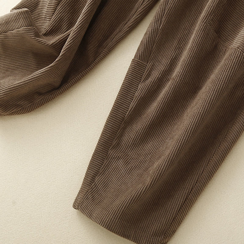 Pantalones harén de pana y poliéster para mujer, estilo vintage, con bolsillos, de Buddha Stones Commute - image 2