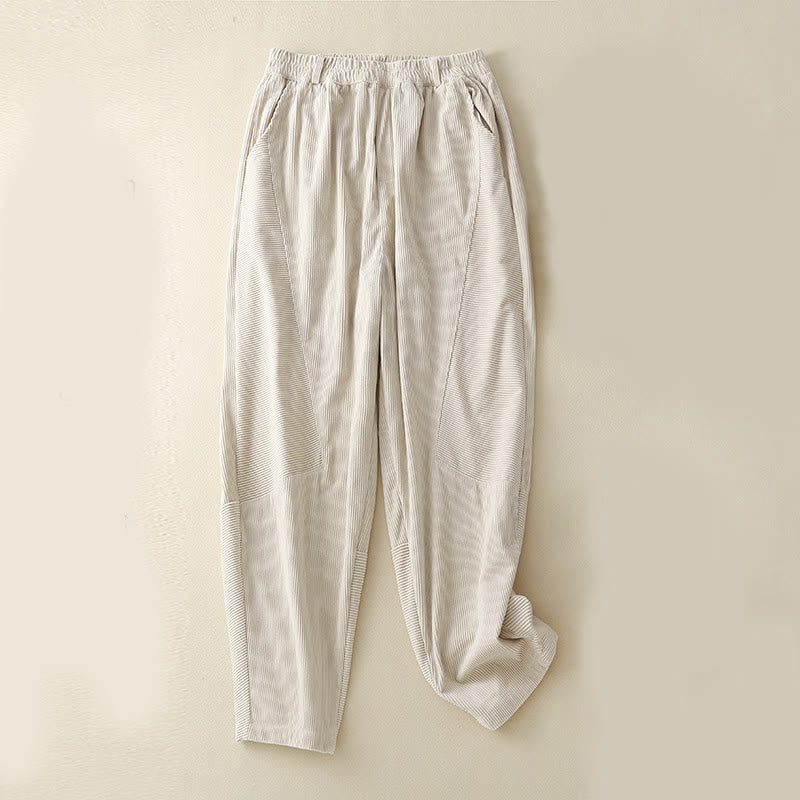 Pantalones harén de pana de algodón con bolsillos para mujer, estilo vintage, Buddha Stones Commute - Beige - US8-10，UK/AU12-14，EU40-42 (2XL) - image 10