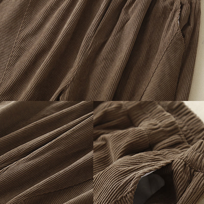 Pantalones harén de pana y poliéster para mujer, estilo vintage, con bolsillos, de Buddha Stones Commute - image 3