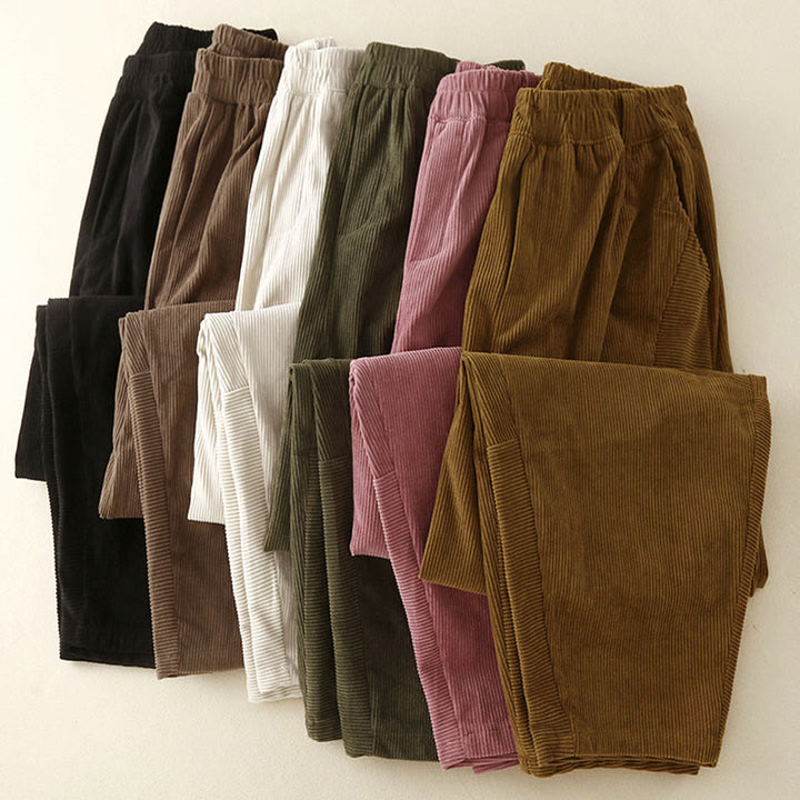 Pantalones harén de pana de algodón con bolsillos para mujer, estilo vintage, Buddha Stones Commute - image 23
