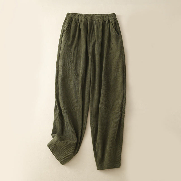 Pantalones harén de pana de algodón con bolsillos para mujer, estilo vintage, Buddha Stones Commute - Verde oliva - US8-10，UK/AU12-14，EU40-42 (2XL) - image 5
