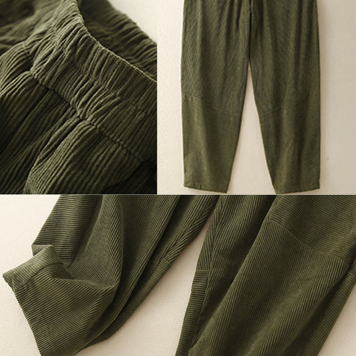Pantalones harén de pana de algodón con bolsillos para mujer, estilo vintage, Buddha Stones Commute - image 9