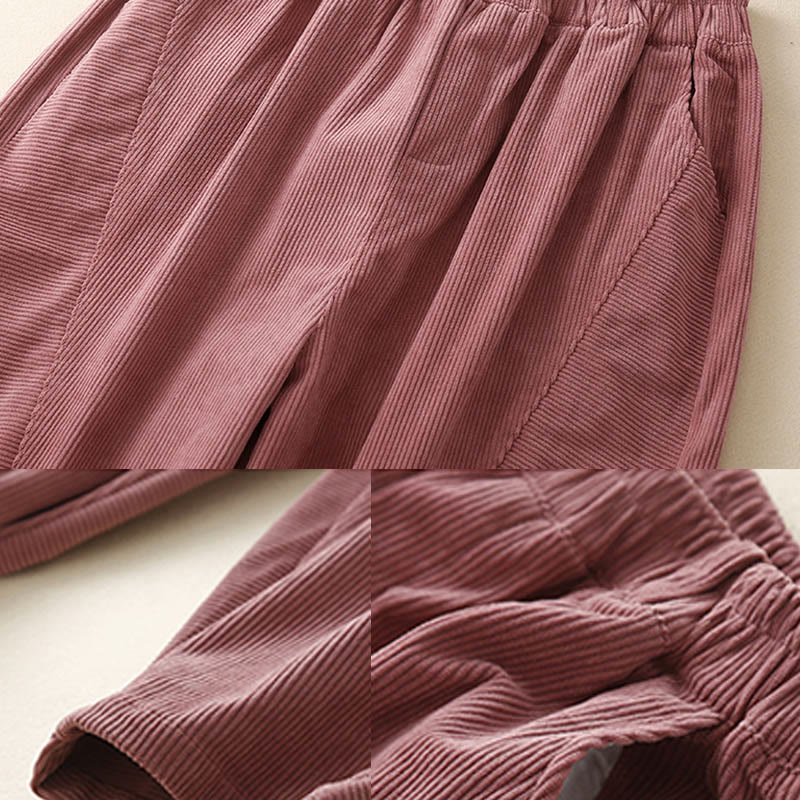 Pantalones harén de pana y poliéster para mujer, estilo vintage, con bolsillos, de Buddha Stones Commute - image 17