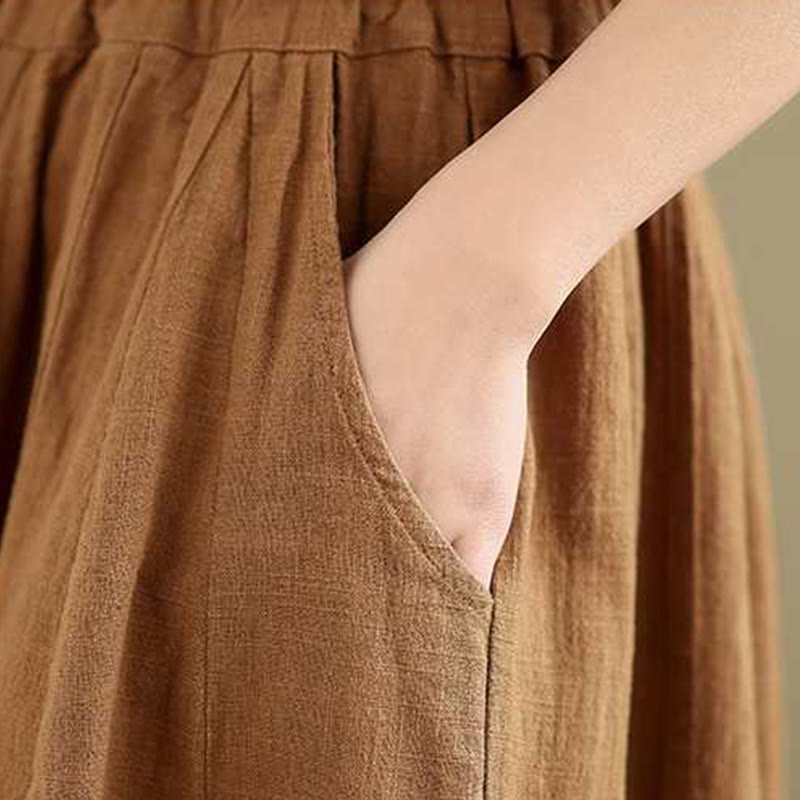 Pantalones harén de lino y algodón para mujer, de diseño sencillo e informal, con bolsillos , de Buddha Stones Spring - image 8