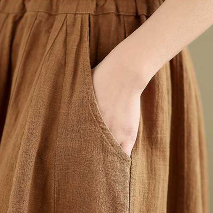 Pantalones harén de lino y algodón para mujer, de diseño sencillo e informal, con bolsillos , de Buddha Stones Spring - image 8