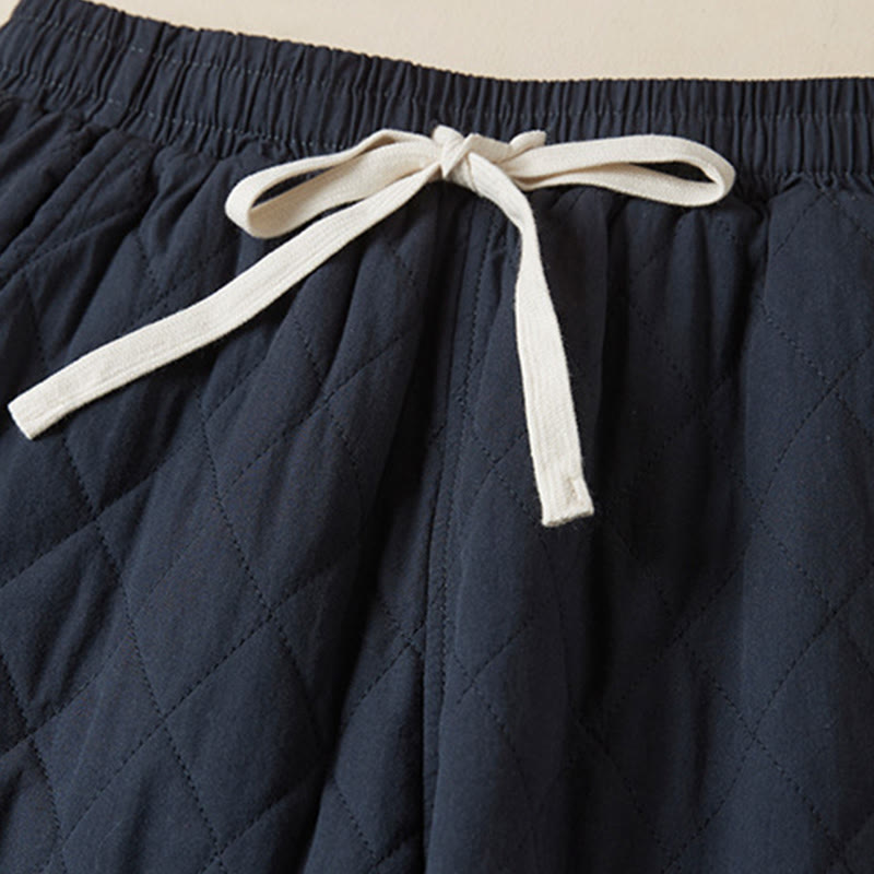 Pantalones harén de algodón para mujer con diseño acolchado de diamantes Buddha Stones , forro polar térmico y bolsillos - image 3
