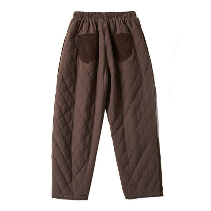 Pantalones térmicos tipo harén de algodón con diseño acolchado de diamantes y Buddha Stones para mujer, con bolsillos - image 26