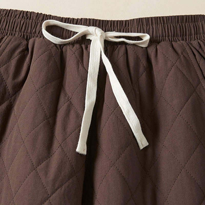 Pantalones térmicos tipo harén de algodón con diseño acolchado de diamantes y Buddha Stones para mujer, con bolsillos - image 20