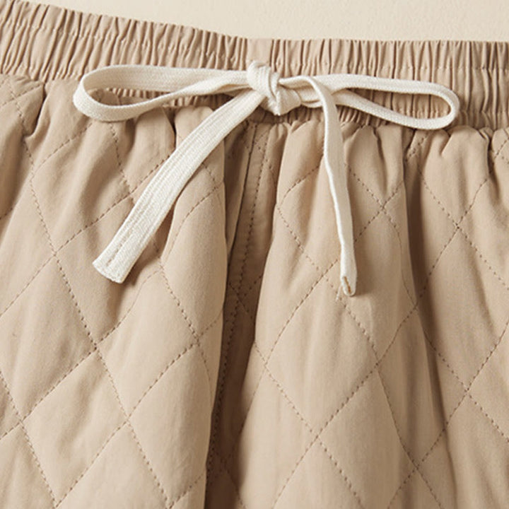 Pantalones harén de algodón para mujer con diseño acolchado de diamantes Buddha Stones , forro polar térmico y bolsillos - image 12