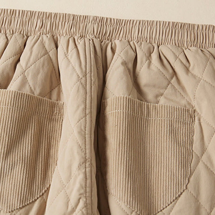 Pantalones harén de algodón para mujer con diseño acolchado de diamantes Buddha Stones , forro polar térmico y bolsillos - image 13