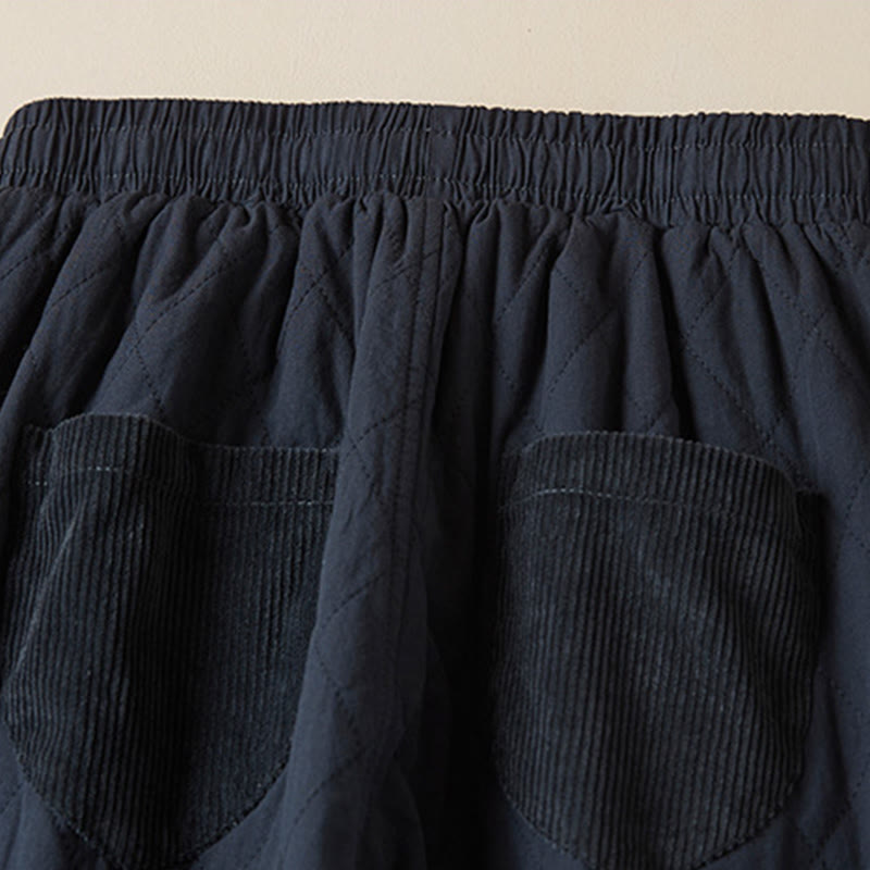 Pantalones harén de algodón para mujer con diseño acolchado de diamantes Buddha Stones , forro polar térmico y bolsillos - image 4